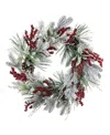 Glitzhome 24 D Christmas Flocked Pinecone Berry Wreath In Multi