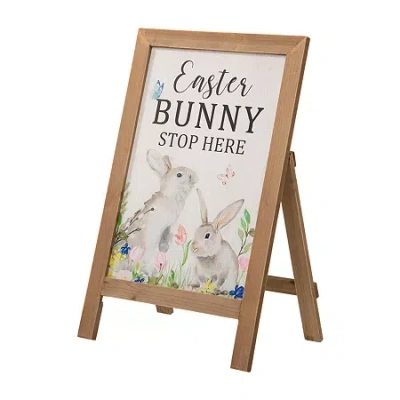 Glitzhome 24" Easter Wooden Standing Porch Decor In White