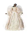 Glitzhome 24" Faux Fur Christmas African American Angel Tree Topper In Multi