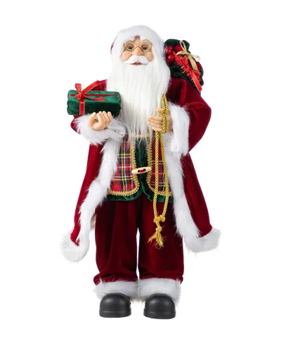 Glitzhome 24" Faux Fur Christmas Traditional Santa Figurine In Multi