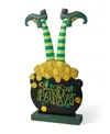 Glitzhome 24" H Wooden St. Patrick's Leprechaun Pot Of Gold-tone Porch Decor In Multi