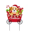 Glitzhome 24" Metal Christmas Dog And Gift Cart Yard Stake In Multi