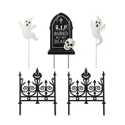 Glitzhome "24"" Metal Graveyard Set Yard Stake" Halloween Yard Art In Black