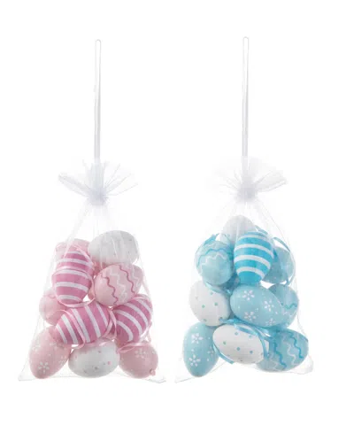 Glitzhome 24 Pack 2.25" H Easter Plastic Eggs, 12 Of Each In Gauze Bag In Multi