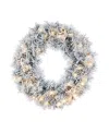 Glitzhome 24" Pre-lit Snow Flocked Pine Christmas Wreath In Multi
