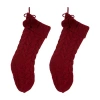 Glitzhome 24" Red Knitted Christmas Stocking - Set Of 2 In Red