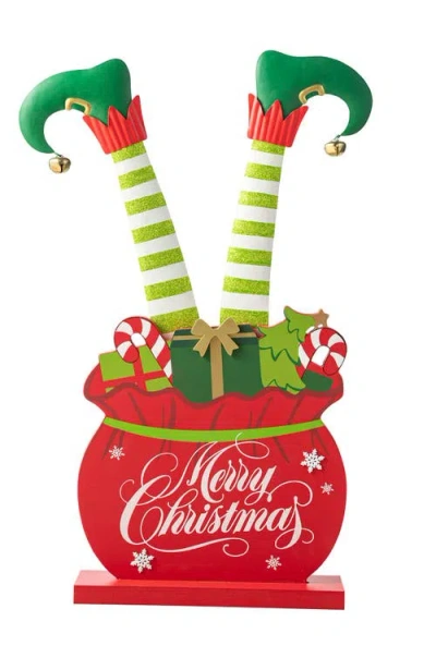 Glitzhome 24.5"h Christmas Elf Legs In Red