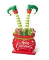 Glitzhome 24.5"h Christmas Wooden/metal Elf Legs In Gift Box Porch Decor In Multi