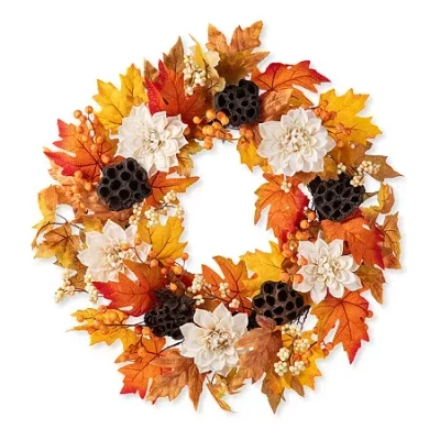 Glitzhome 24"d Fall Lotus In Multi