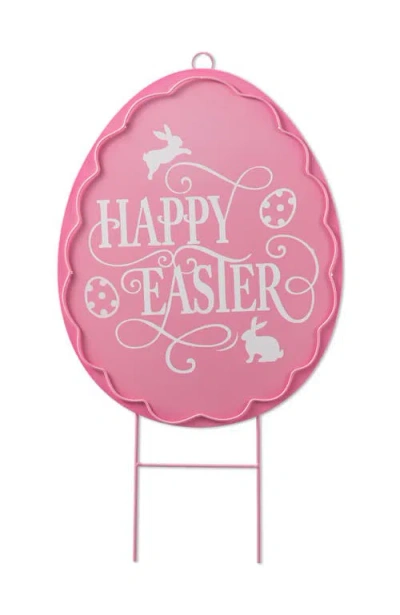 Glitzhome 24"h Easter Metal Egg Yard Stake In Pink