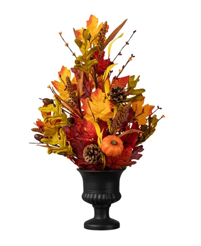 Glitzhome 24"h Fall Maple Leaf Urn Table Tree In Multi