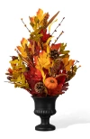 Glitzhome 24"h Fall Maple Leaf Urn Table Tree In Multi