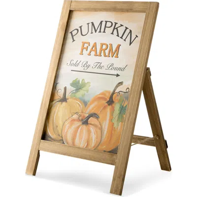 Glitzhome 24"h Fall Wooden Easel Porch Sign Standing Decor In Brown