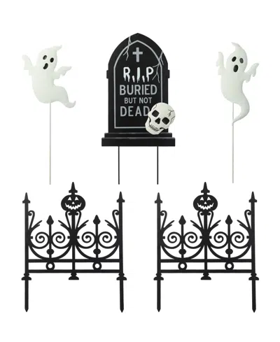 Glitzhome 24"h Halloween Metal Graveyard Set Yard Stake, Set Of 5 In Multi