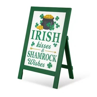 Glitzhome 24"h St.patrick's Wooden Porch Sign Holiday Yard Art In Green