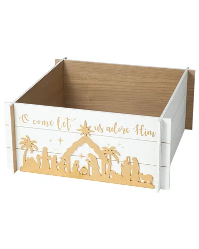 Glitzhome 24in Nativity Scene Tree Collar In White