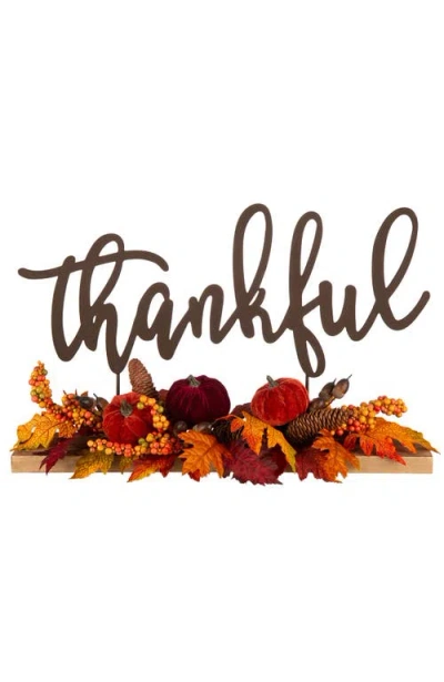 Glitzhome 24"l Harvest Metal Sign Floral Center Piece In Multi
