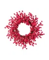 Glitzhome 25" Plastic Christmas Berries Wreath In Multi