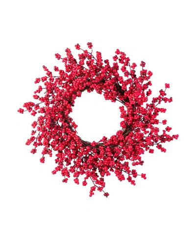Glitzhome 25" Plastic Christmas Berries Wreath In Multi