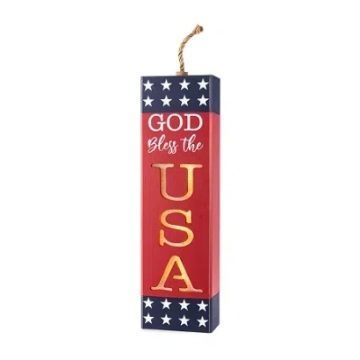 Glitzhome 25" Wooden Firecracker Porch Sign In Red
