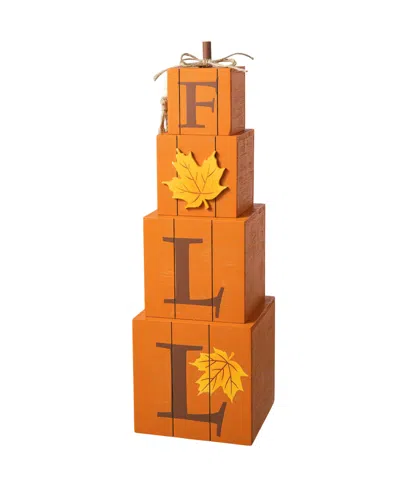 Glitzhome 25.5"h Halloween And Fall Wood Reversible Boxed Porch Decor In Orange