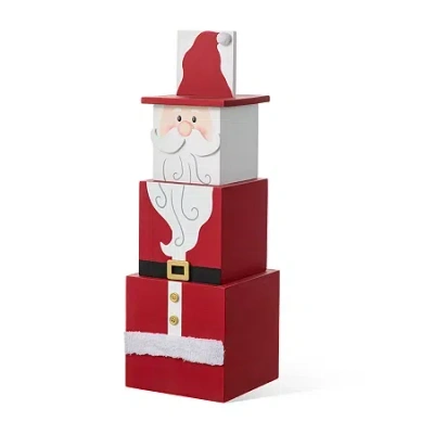 Glitzhome 25"h Christmas Santa And Nutcracker Wood Reversible Boxed Christmas Porch Sign In Multi