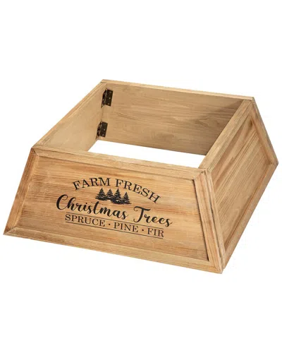 Glitzhome 26in Farm Fresh Christmas Tree Collar In Brown