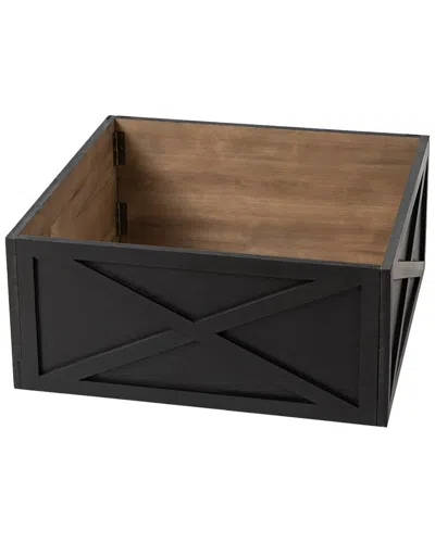 Glitzhome 26in Washed Black Wooden Tree Collar