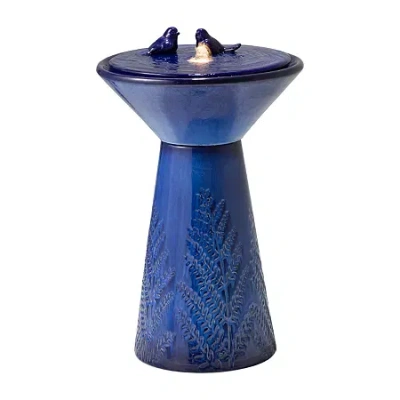 Glitzhome 27.5h Cobalt Blue Ceramic Outdoor Fountains