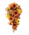 Glitzhome 27"h Fall Sunflower, Maple Leaf And Berry Swag In Multi