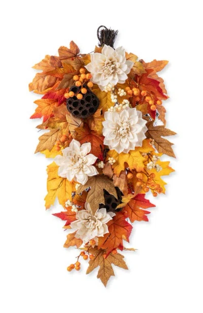 Glitzhome 28"h Fall Dahlia Lotus Pod And Berry Teardrop In Multi