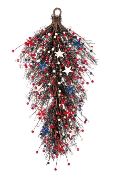 Glitzhome 28"h Patriotic Americana Stars & Berry Swag In Multi