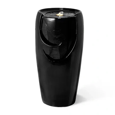 Glitzhome 29.25" Black Ceramic Pot Outdoor Fountain