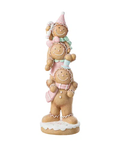 Glitzhome 29.25" Resin Christmas Macaron Stacked Gingerbread Man Porch Decor In Multi