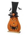 Glitzhome 29.5"h Halloween Lighted Wooden Jack-o-lantern Porch Decor With Floral Timer In Multi