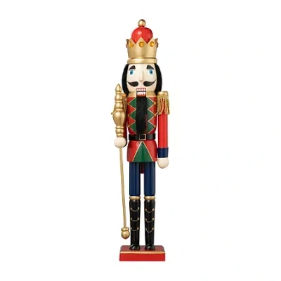 Glitzhome 2ft King Wooden Christmas Nutcracker In Red