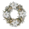 Glitzhome 2ft Pre-lit Flocked Wreath In Multi