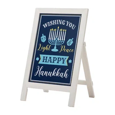 Glitzhome 2ft.h Wooden Hanukkah Porch Sign In Blue