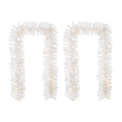 Glitzhome 2pc 9ft Pre-lit White Pine Indoor Christmas Garland