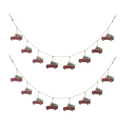 Glitzhome 2pc Red Truck Indoor Christmas Garland