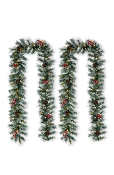 Glitzhome 2-piece 9ft Pre-lit Pine Cones Christmas Garland In Green