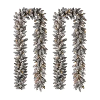 Glitzhome 2pk Pre-lit Christmas Indoor Garland In White