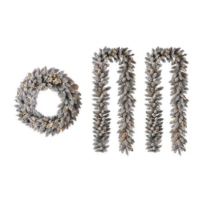 Glitzhome 2pk Pre-lit Christmas Indoor Garland In Gray