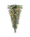 Glitzhome 3 Ft Pre-lit Frosted Greenery Pinecones Christmas Teardrop In Multi