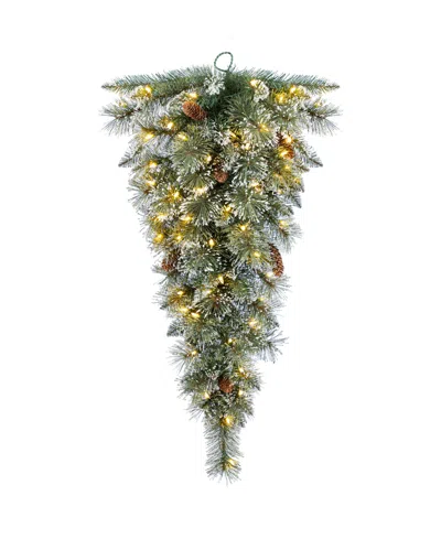 Glitzhome 3 Ft Pre-lit Frosted Greenery Pinecones Christmas Teardrop In Multi