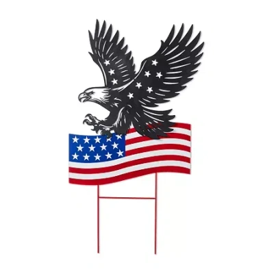Glitzhome 30" Metal Eagle 4th Of July Yard Art In Multi