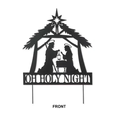 Glitzhome 30" Metal Silhouette Nativity Christmas Yard Art In Black