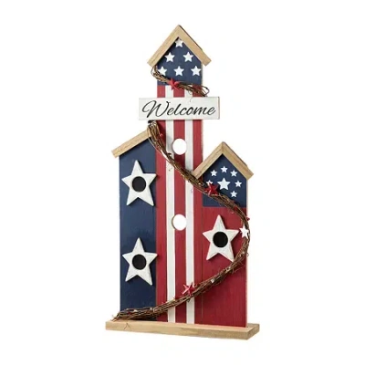 Glitzhome 30" Wooden Birdhouse Porch Sign In Multi
