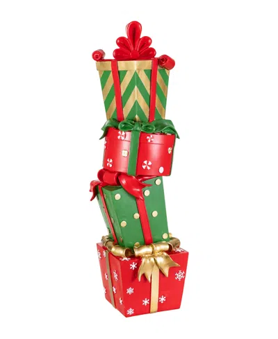 Glitzhome 30.25" Christmas Stacked Gift Box Porch Decor In Multi