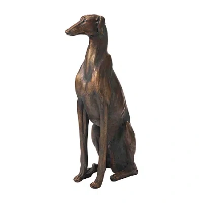 Glitzhome 30.25" Mgo Sitting Greyhound Dog Figurine In Burgundy